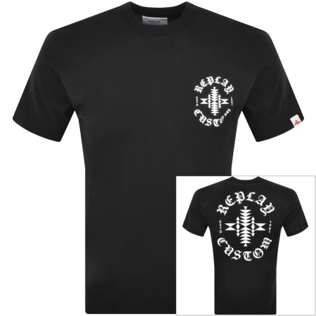 【REPLAY】★Centre Logo T-Shirt★ Replay White Big Center Logo Crew Neck Short Sleeve Men's T